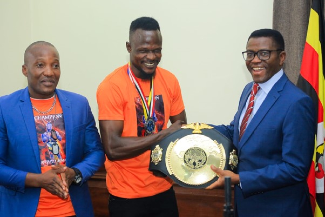 Katikkiro meets wrestler Jantuyo Juma and encourages youth talent development in Buganda